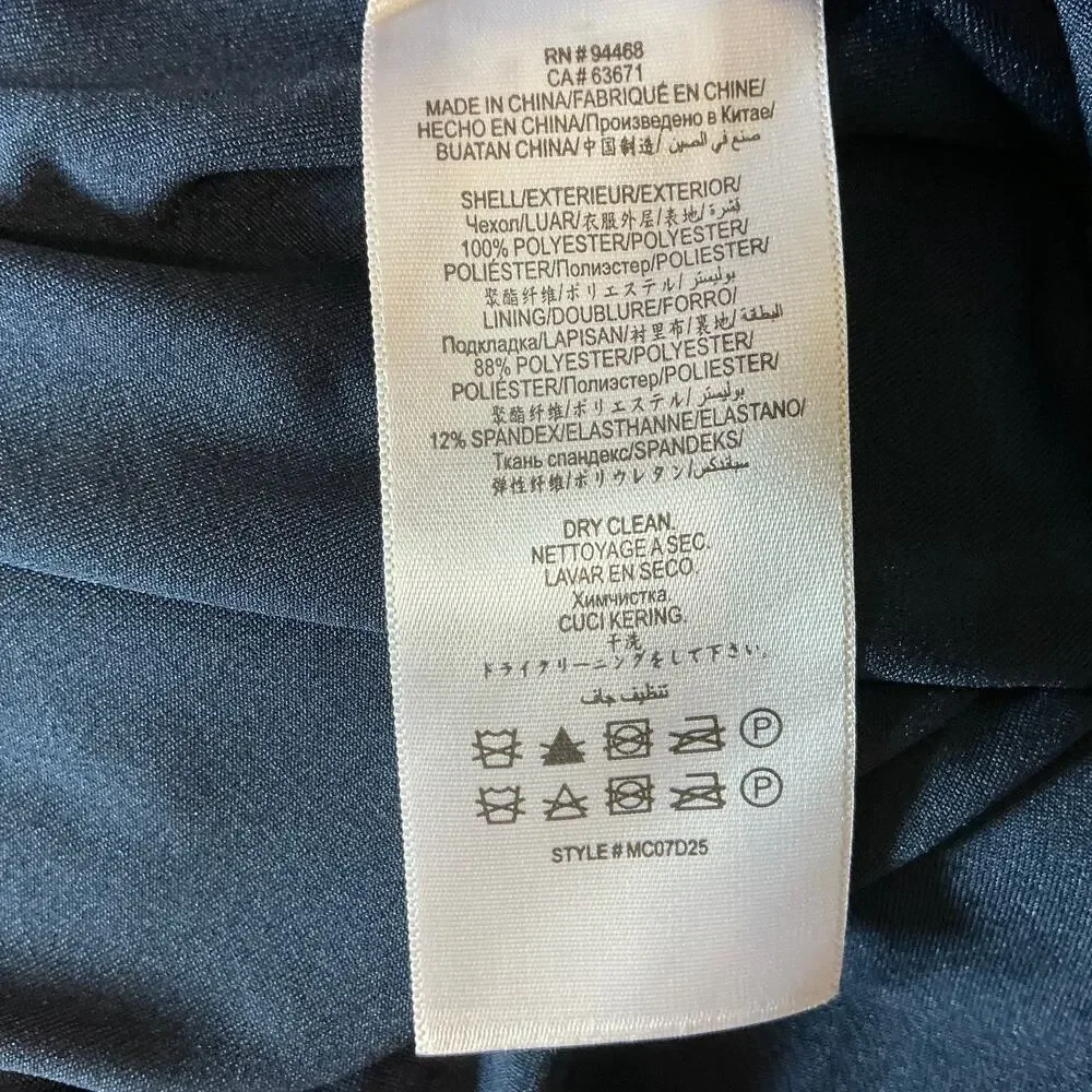 BCBGMAXAZRIA Women's Cocktail Dress Size 8 Blue Strapless Ruched Midi Sheath - Picture 12 of 13